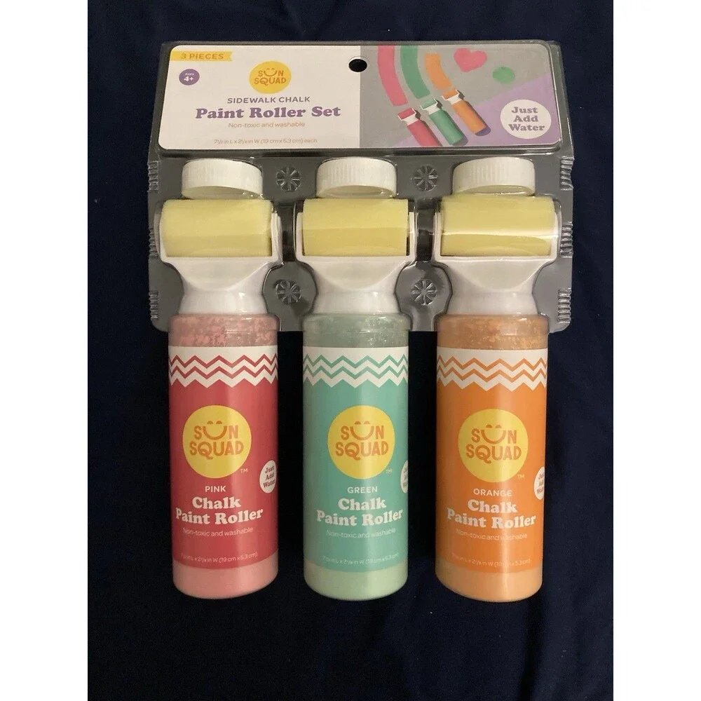 Sun Squad Sidewalk Chalk Paint Roller Set | Pink, Green, Orange Colors